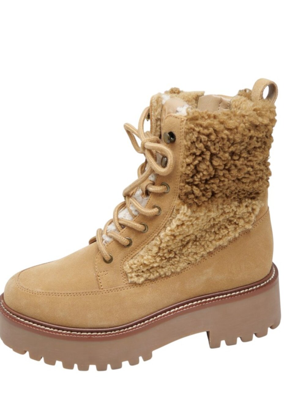 Sam Edelman Elliot 2 Boots  6.5 Golden Caramel Shearling Combat‎ Lug Sole NEW